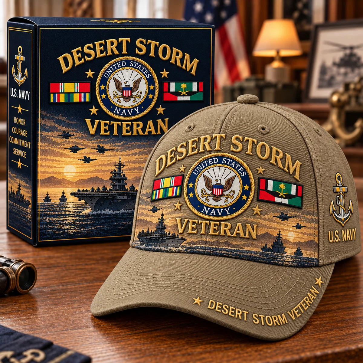 Baseball Cap Desert Storm Veteran Adjustable Fit