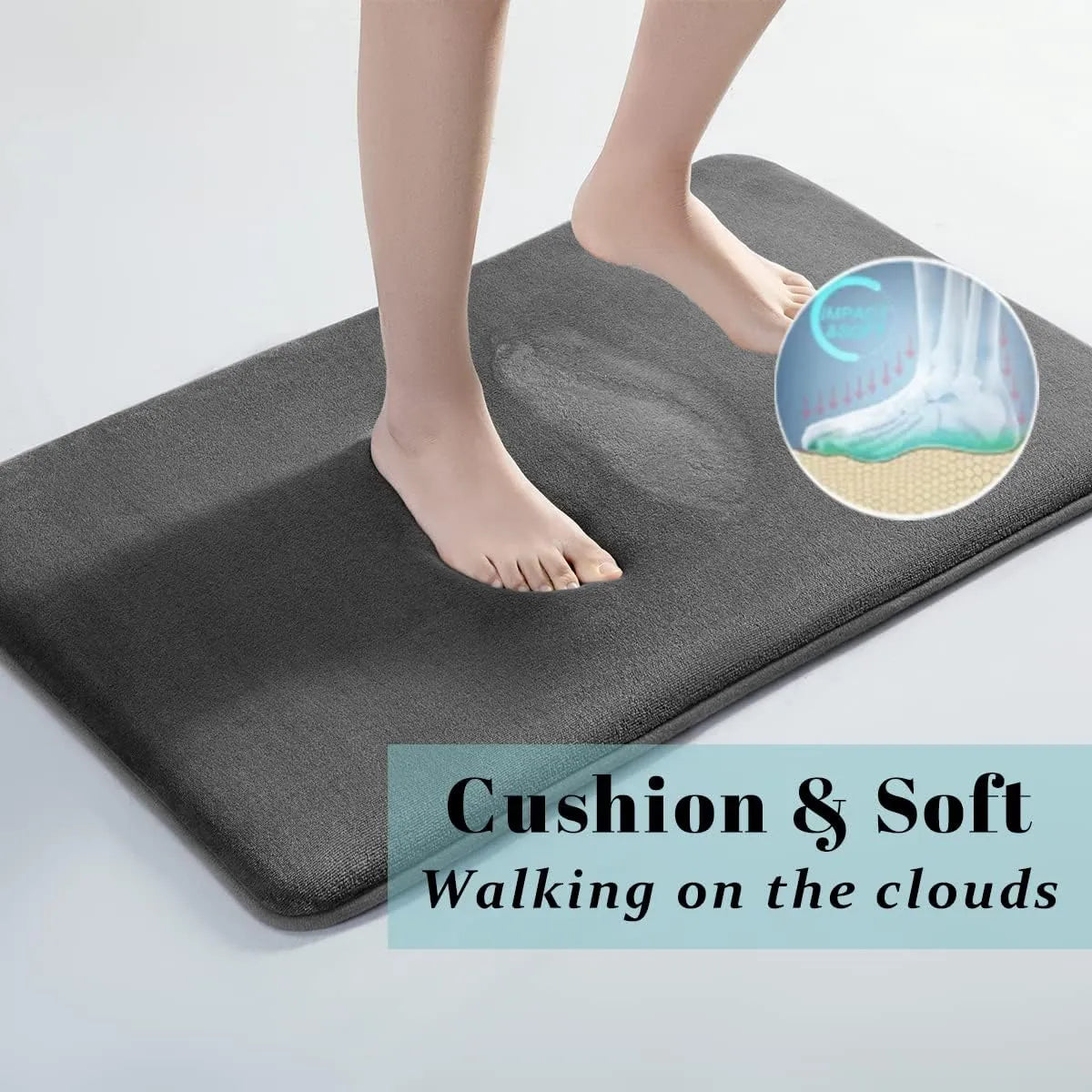 Bath Mat Absorbent Cushioned Non-Slip Velvet Suede