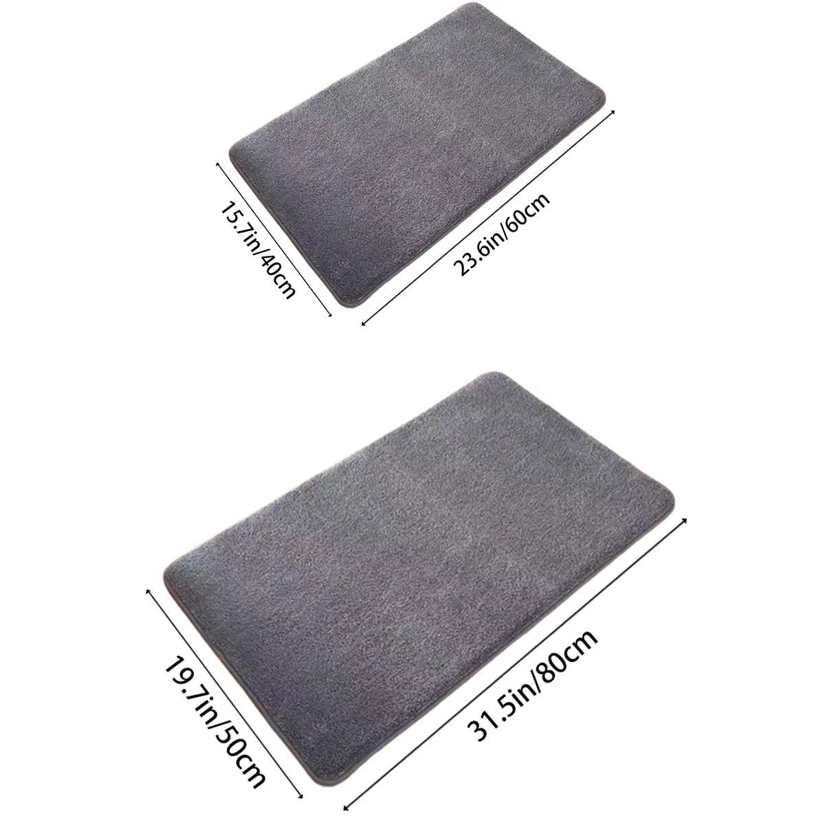 Bath Mat Absorbent Cushioned Non-Slip Velvet Suede