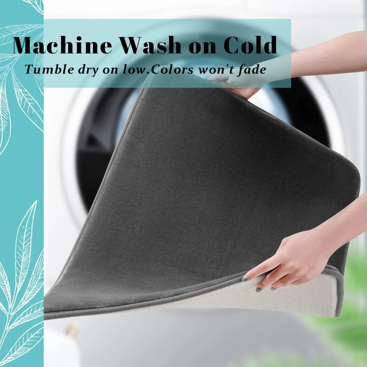 Bath Mat Absorbent Cushioned Non-Slip Velvet Suede