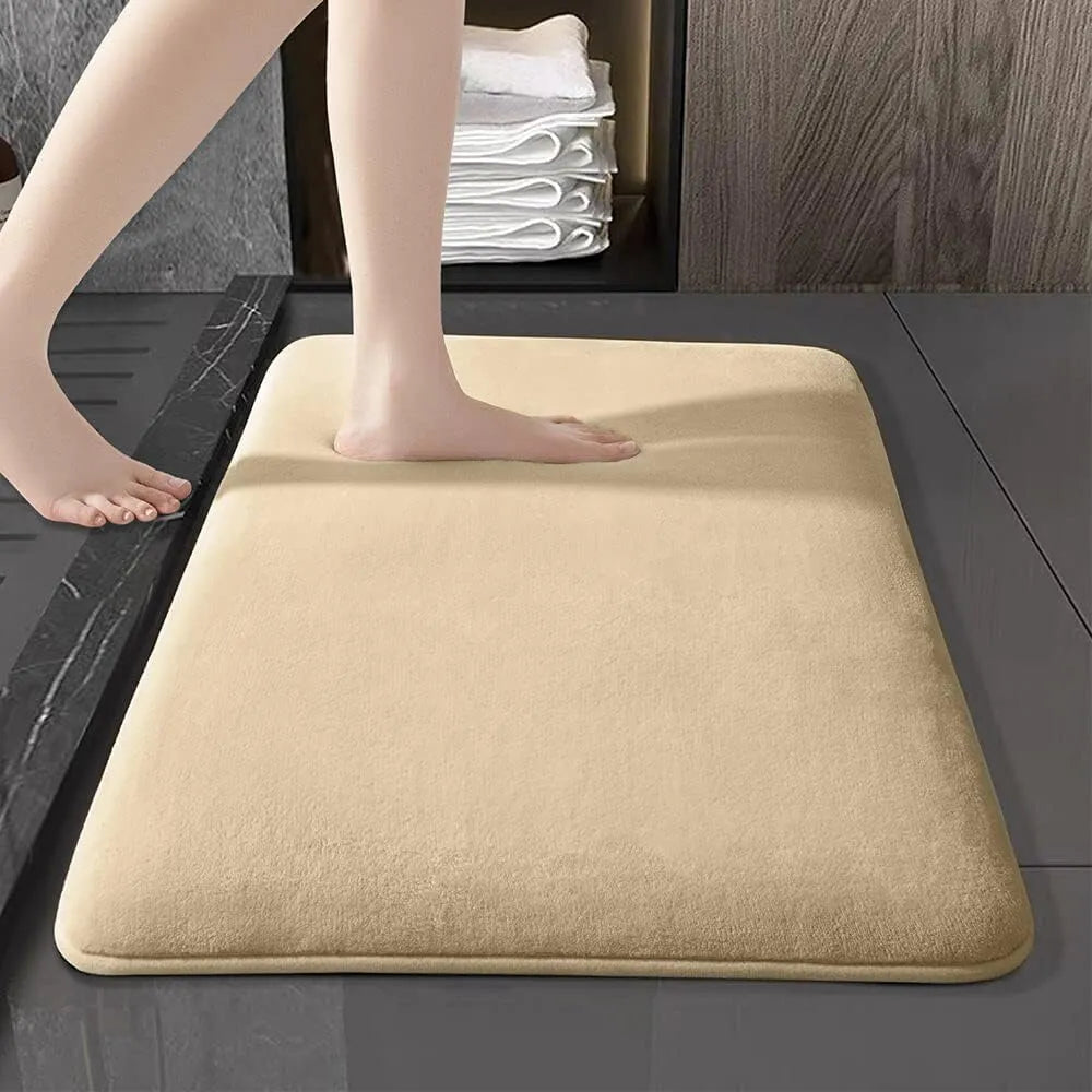 Bath Mat Absorbent Cushioned Non-Slip Velvet Suede