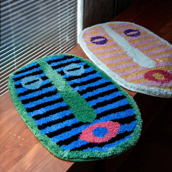 Bath Mat Abstract Face Design Soft Absorbent Fabric