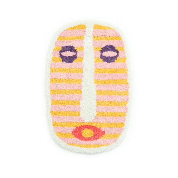 Bath Mat Abstract Face Design Soft Absorbent Fabric