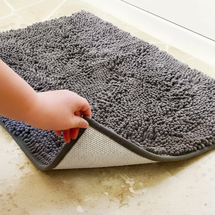 Bath Mat Chenille Microfiber Absorbent Non-Slip Machine Washable