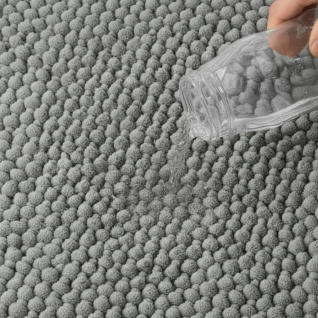 Bath Mat Chenille Microfiber Absorbent Non-Slip Machine Washable