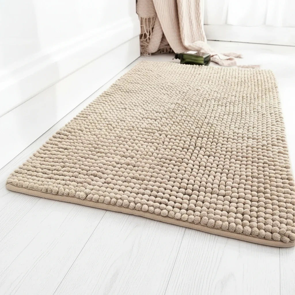 Bath Mat Chenille Microfiber Absorbent Non-Slip Machine Washable