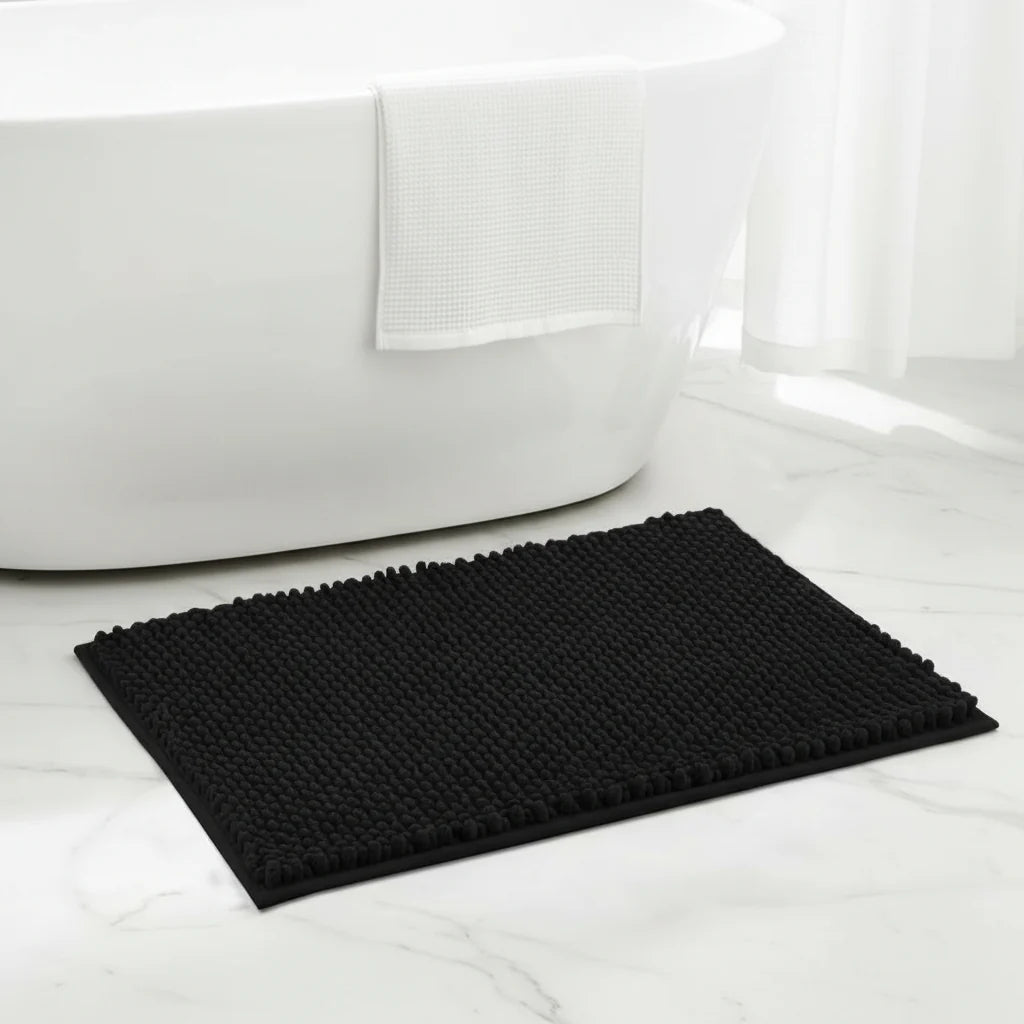 Bath Mat Chenille Microfiber Absorbent Non-Slip Machine Washable