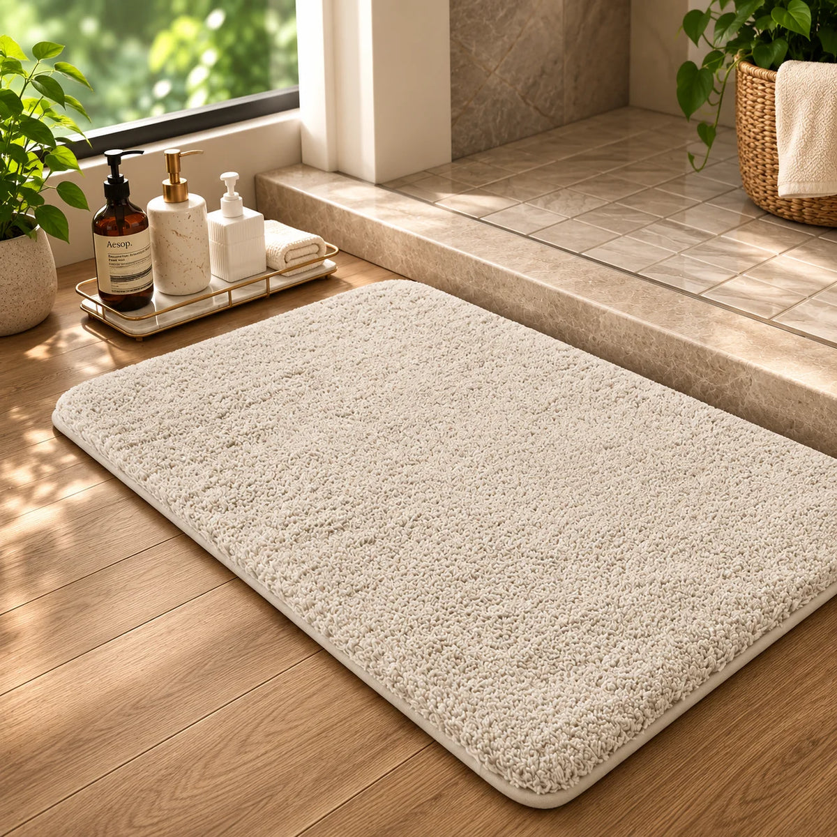 Bath Mat Long Pile Non-Slip Backing & Machine Washable