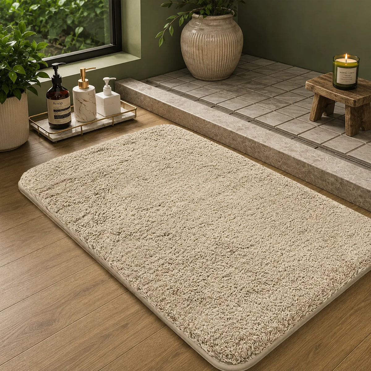 Bath Mat Long Pile Non-Slip Backing & Machine Washable