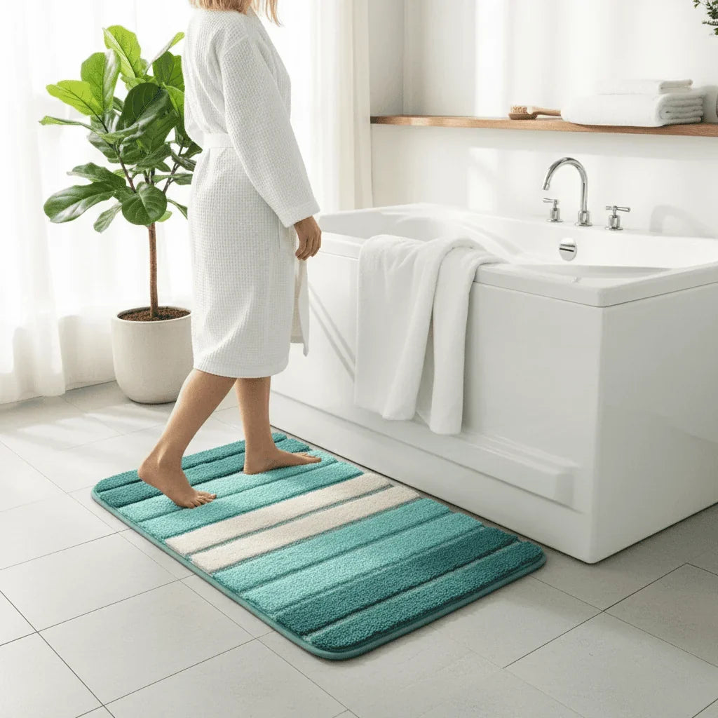 Bath Mat Organic Cotton Quick-Drying Non-Slip Machine Washable
