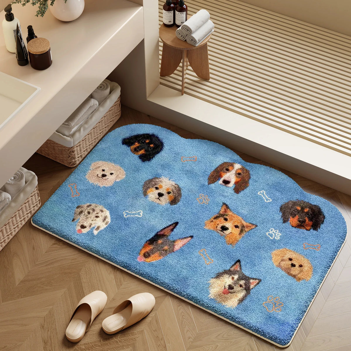 Bath Mat Plush Pet Design Non-Slip Machine Washable
