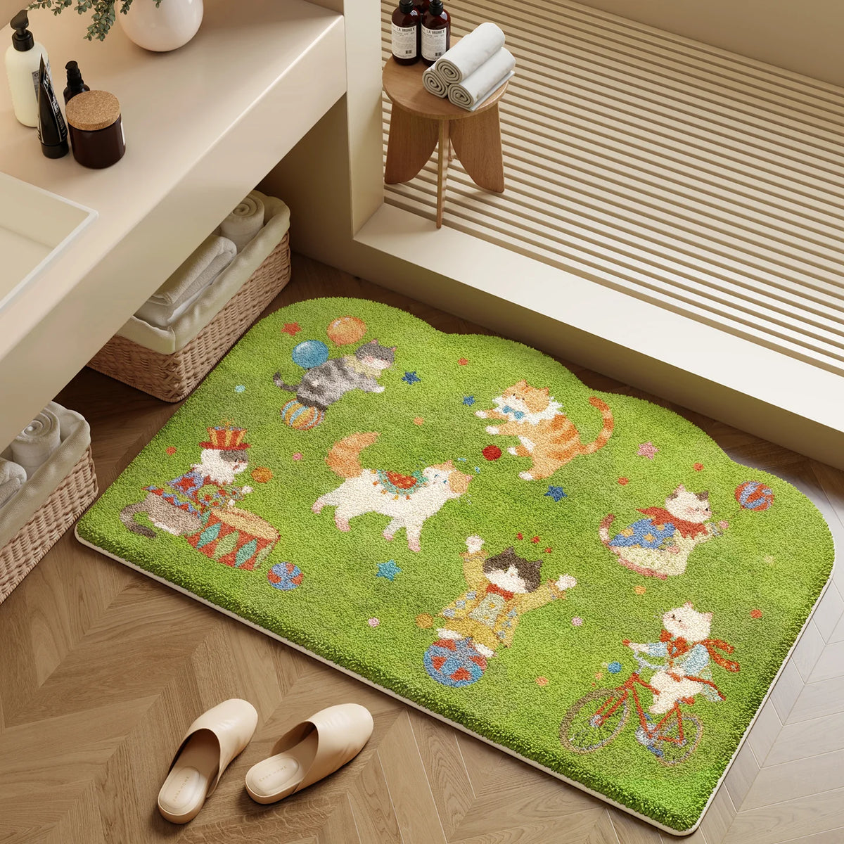Bath Mat Plush Pet Design Non-Slip Machine Washable