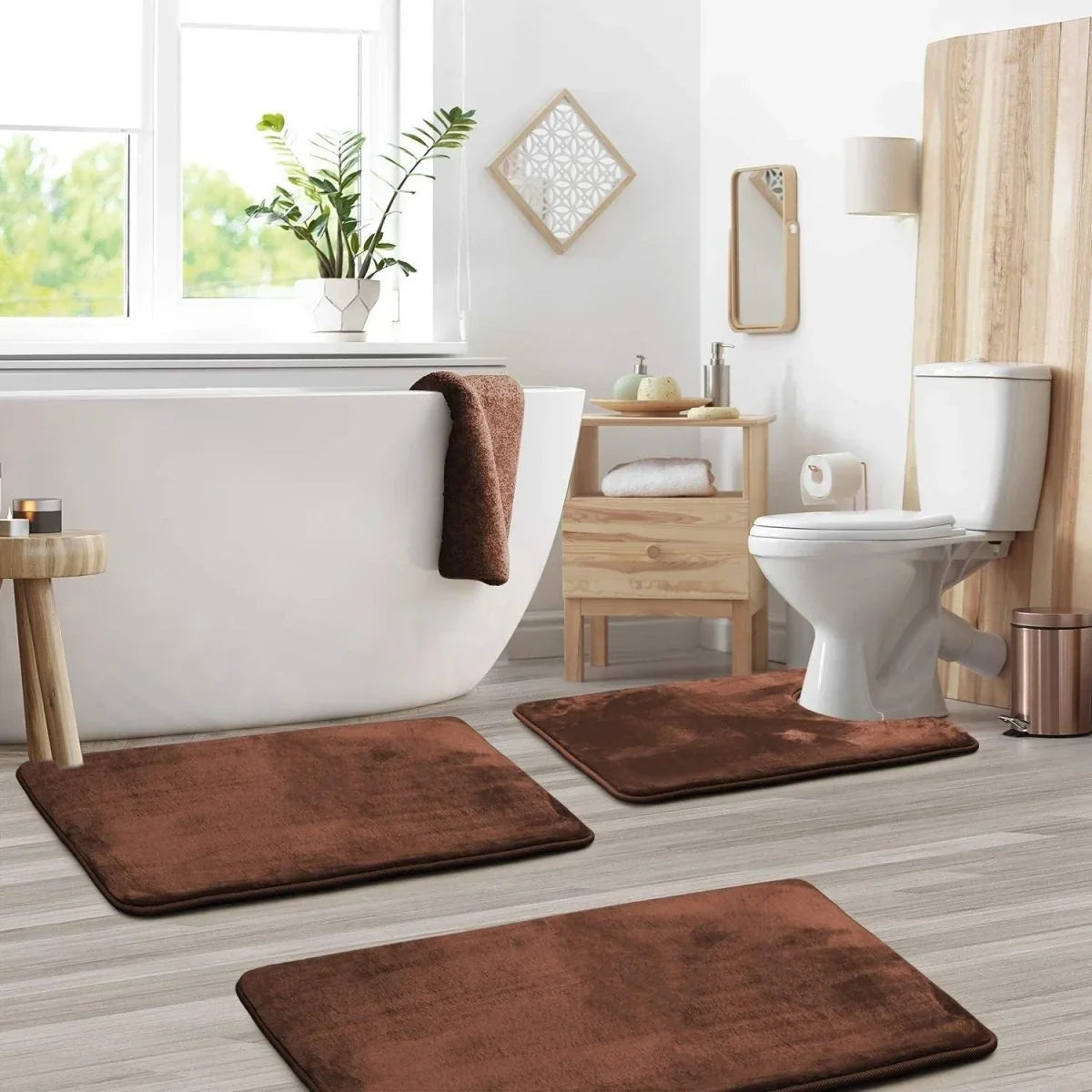 Bath Mat Set Memory Foam Non-Slip Set of 3