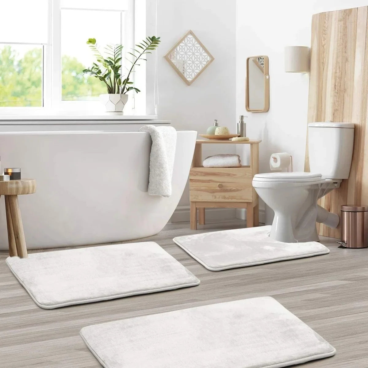 Bath Mat Set Memory Foam Non-Slip Set of 3