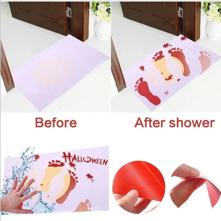 Bath Mat Water-Activated Footprints Non-Slip PVC