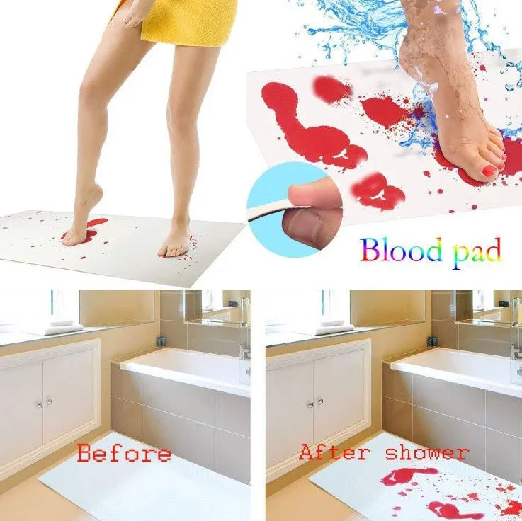 Bath Mat Water-Activated Footprints Non-Slip PVC