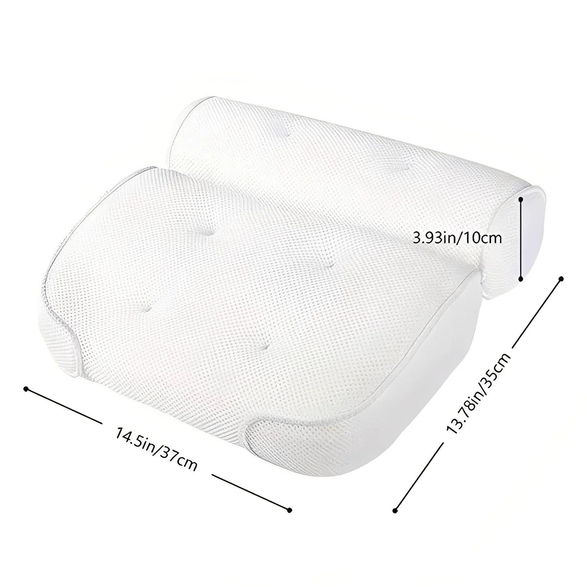 Bath Pillow Contoured Foam 6 Suction Cups Quick-Drying Mesh