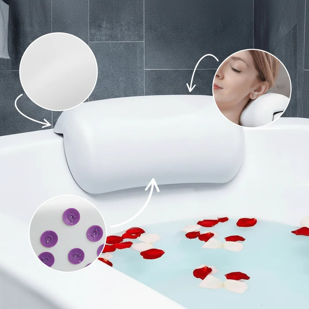 Bath Pillow Contoured Foam Non-Slip Suction Cups