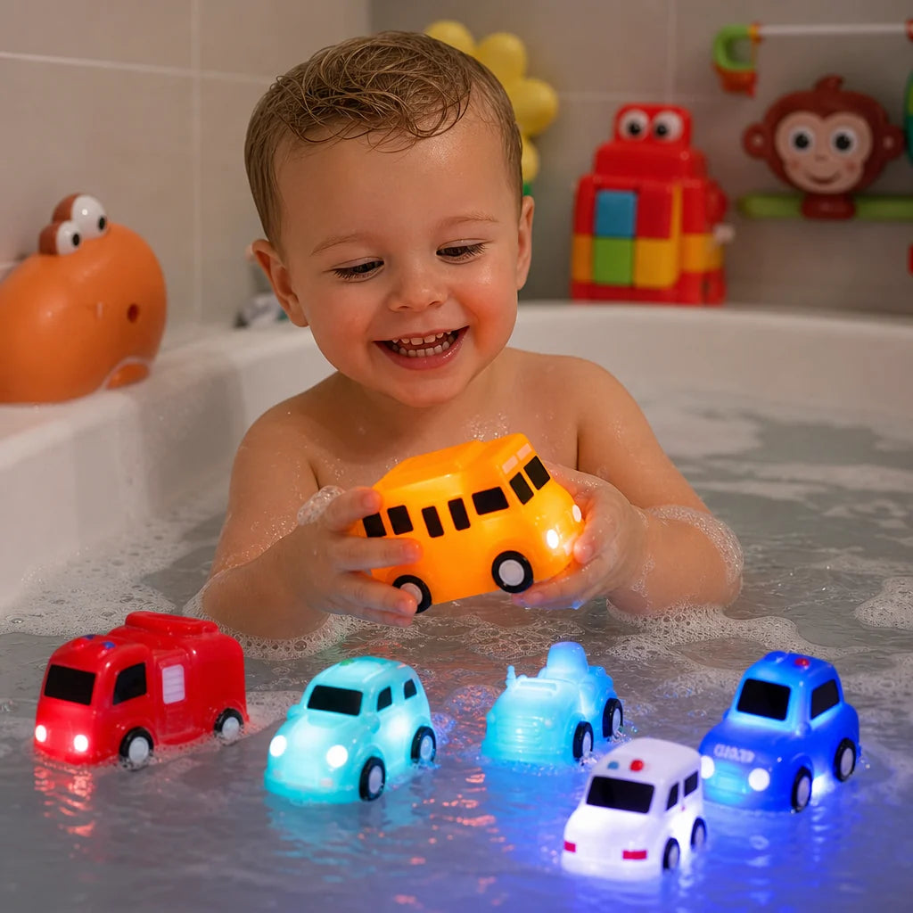 Bath Toy Cars Water-Activated Glow Floating Vehicle Shapes