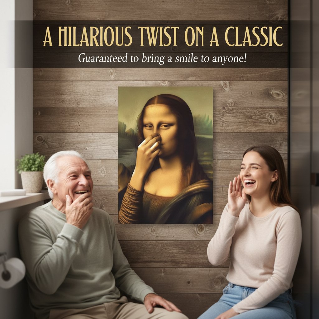 Bathroom Canvas Print Humorous Renaissance Waterproof & Pre-Framed