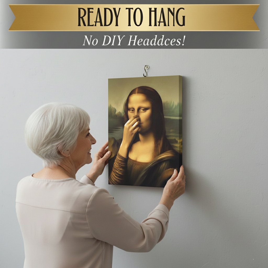Bathroom Canvas Print Humorous Renaissance Waterproof & Pre-Framed