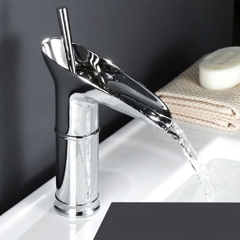 Bathroom Faucet Waterfall Spout Brass Deck-Mounted