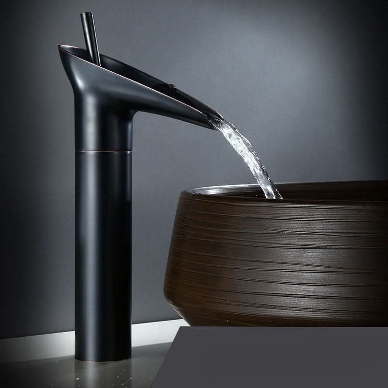 Bathroom Faucet Waterfall Spout Brass Deck-Mounted