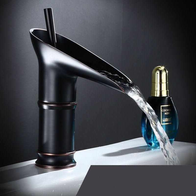 Bathroom Faucet Waterfall Spout Brass Deck-Mounted