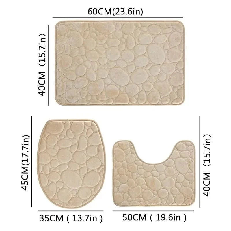 Bathroom Mat Set Absorbent Microfiber 3-Piece Set