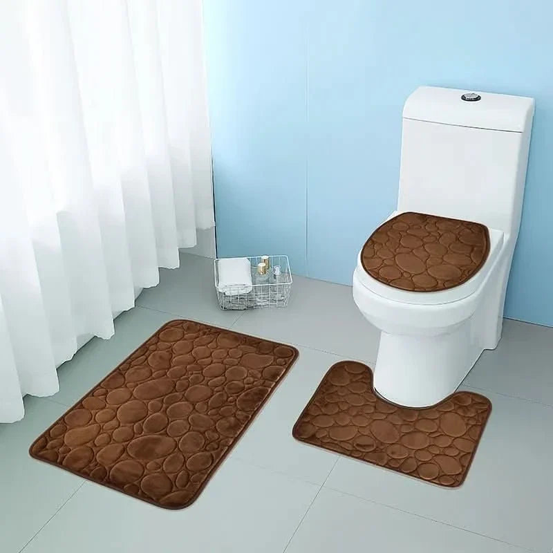 Bathroom Mat Set Absorbent Microfiber 3-Piece Set
