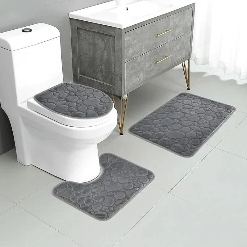 Bathroom Mat Set Absorbent Microfiber 3-Piece Set