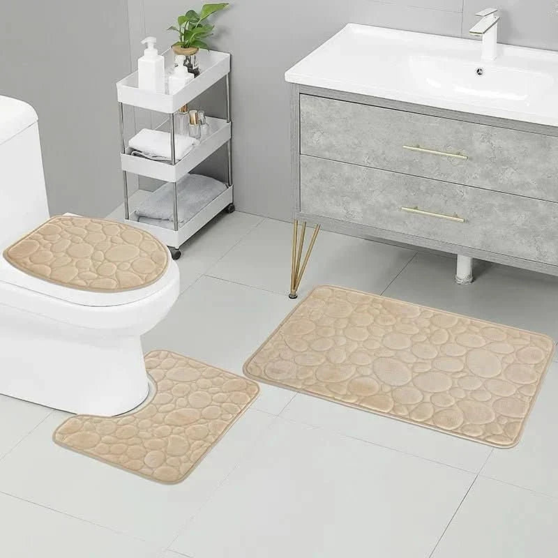 Bathroom Mat Set Absorbent Microfiber 3-Piece Set