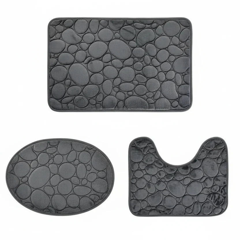 Bathroom Mat Set Absorbent Microfiber 3-Piece Set