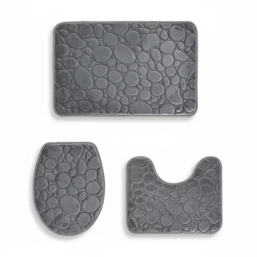Bathroom Mat Set Absorbent Microfiber 3-Piece Set