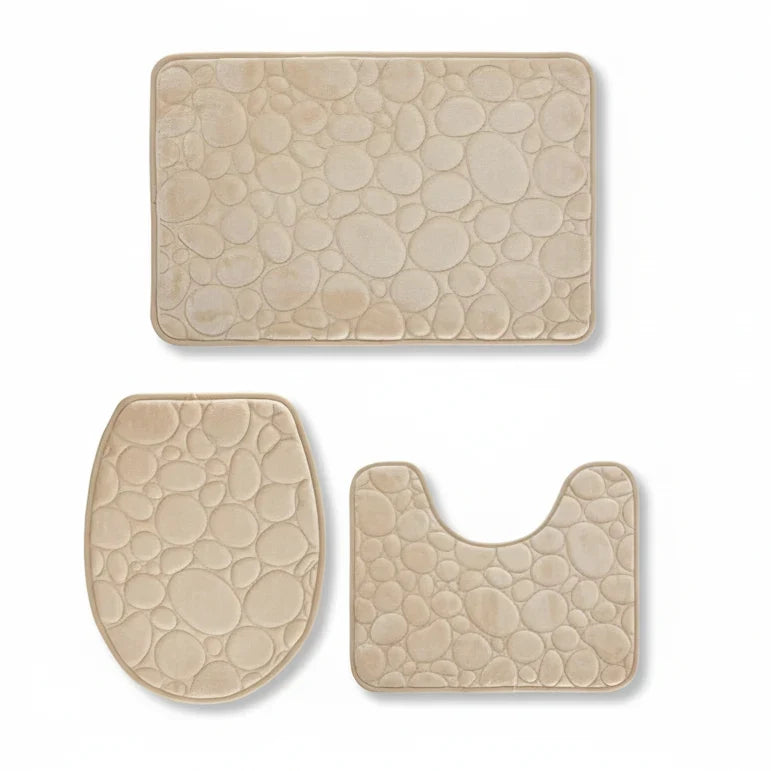 Bathroom Mat Set Absorbent Microfiber 3-Piece Set