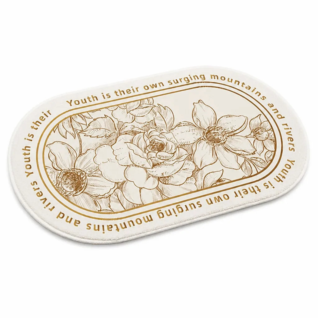 Bathroom Rug Plush Oval Non-Slip & Machine-Washable