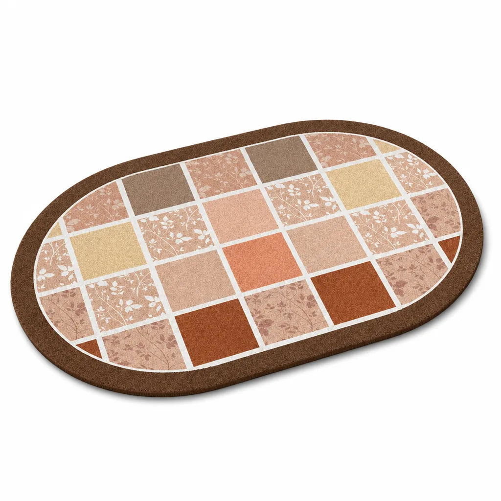 Bathroom Rug Plush Oval Non-Slip & Machine-Washable