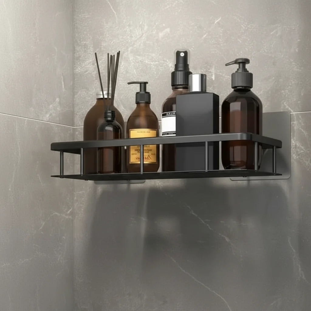 Bathroom Shelf Adhesive Drill-Free Mount 11 Lb Capacity