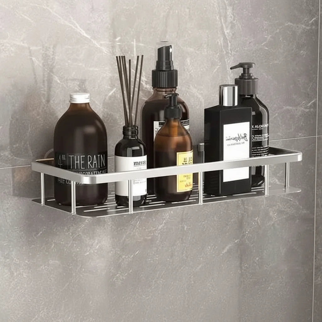 Bathroom Shelf Adhesive Drill-Free Mount 11 Lb Capacity