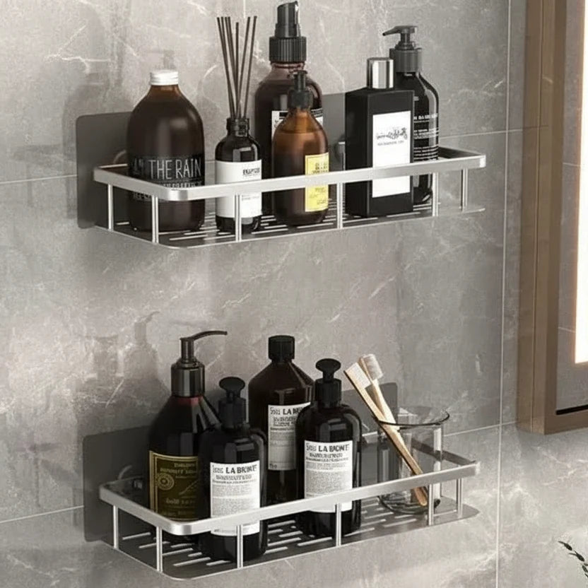 Bathroom Shelf Adhesive Drill-Free Mount 11 Lb Capacity