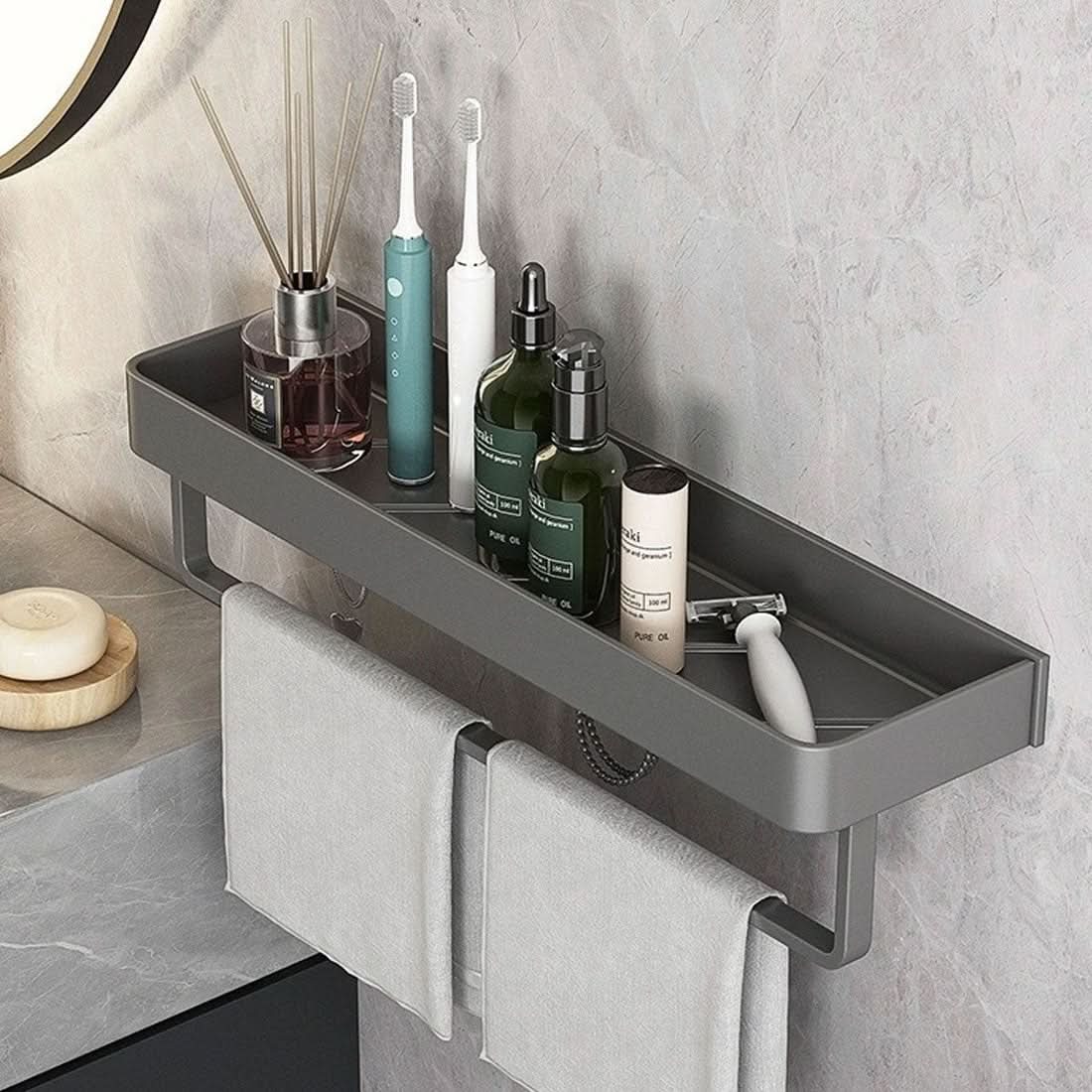 Bathroom Wall Shelf Water-Resistant Adhesive Mounting