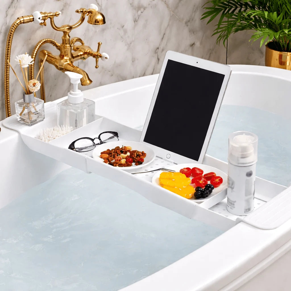 Bathtub Tray Extendable Non-Slip Foldable Plastic