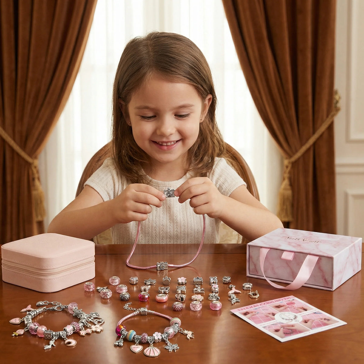 Bead Jewelry Making Kit Colorful Beads & Metal Clasps