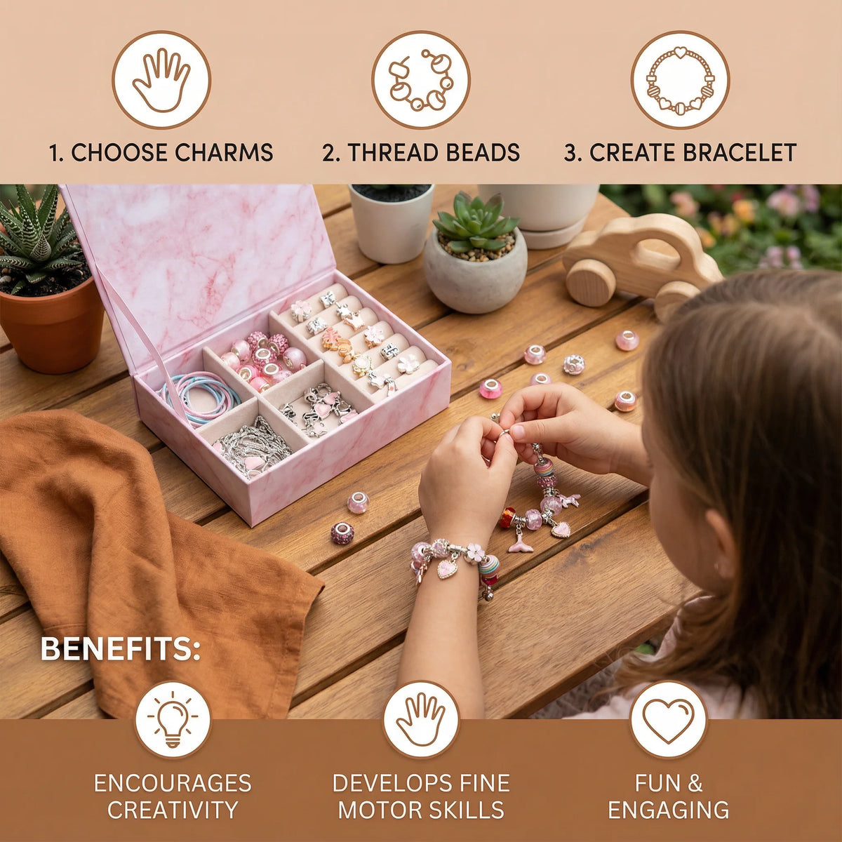 Bead Jewelry Making Kit Colorful Beads & Metal Clasps