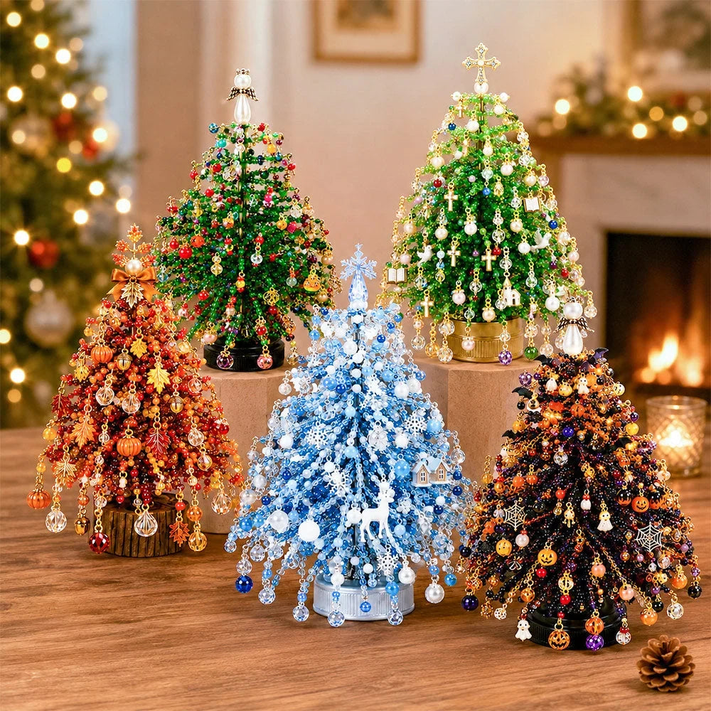 Beaded Tree Craft Kit Warm Light String Seasonal Decor