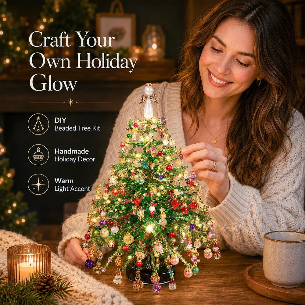 Beaded Tree Craft Kit Warm Light String Seasonal Decor