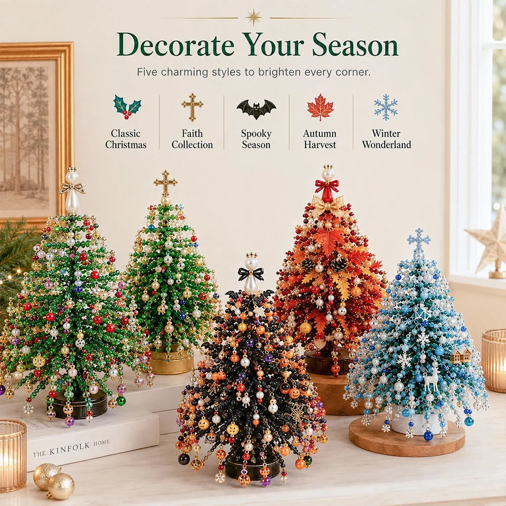 Beaded Tree Craft Kit Warm Light String Seasonal Decor