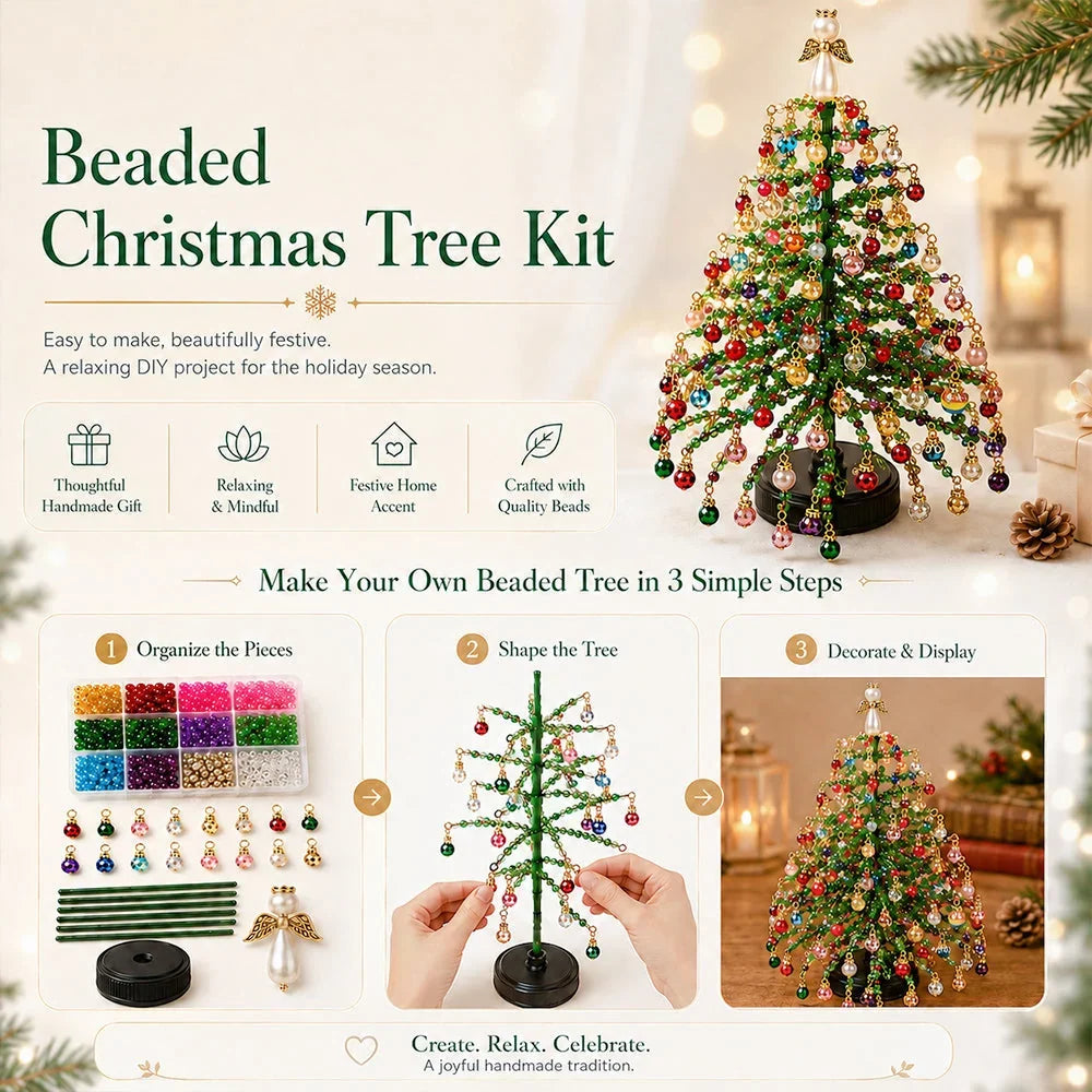 Beaded Tree Craft Kit Warm Light String Seasonal Decor