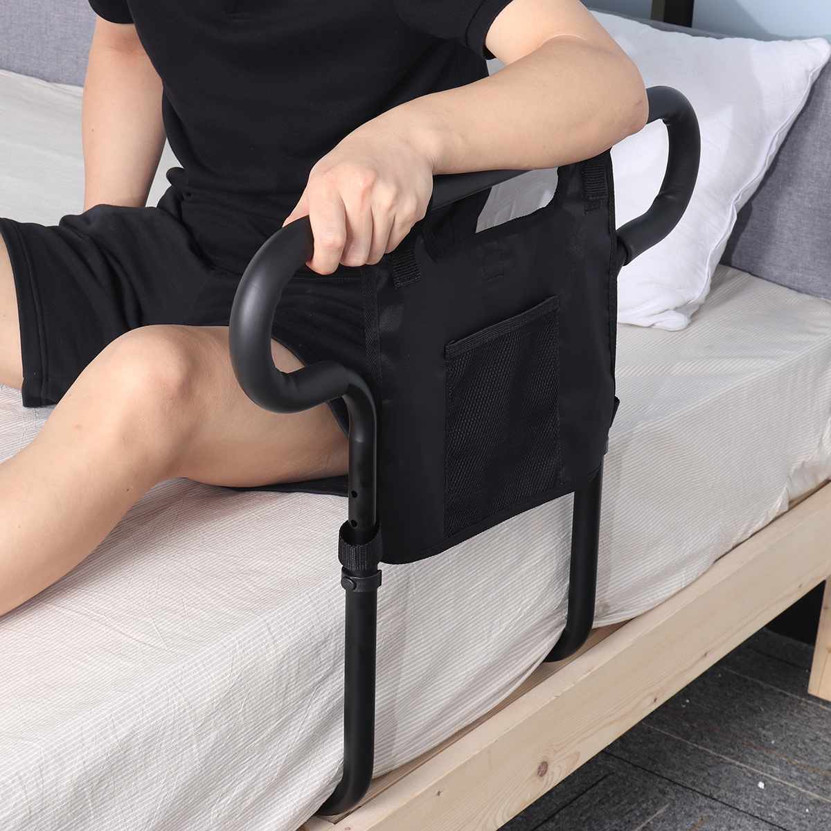 Bed Assist Rail 300 Lb Capacity Storage Pouch