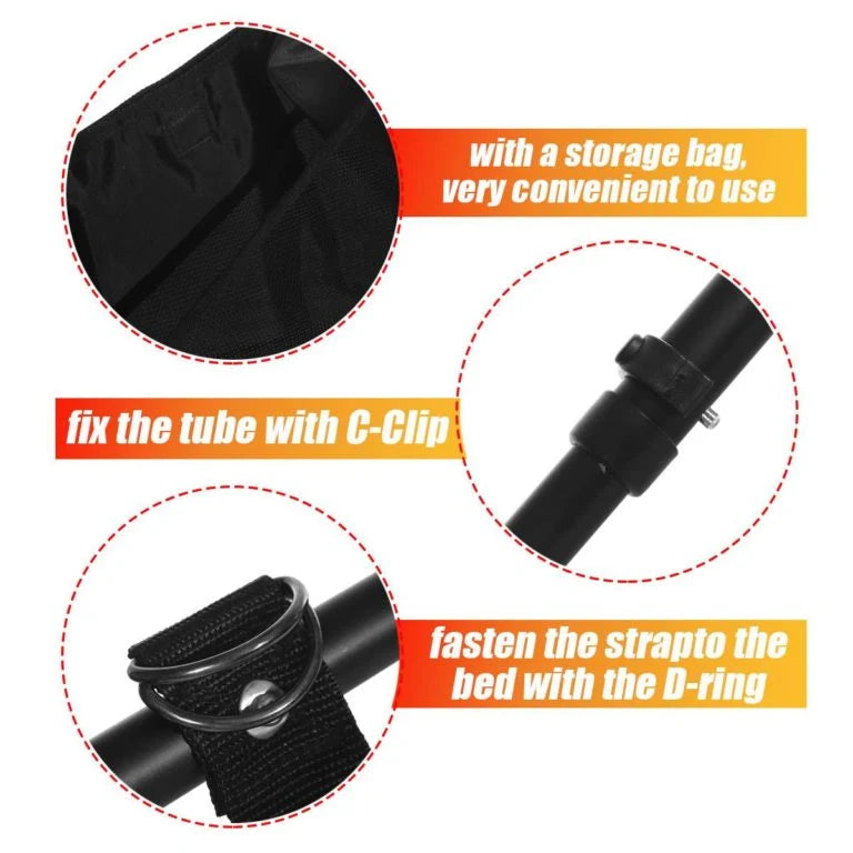 Bed Assist Rail 300 Lb Capacity Storage Pouch